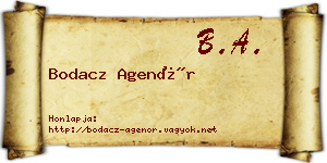 Bodacz Agenór névjegykártya